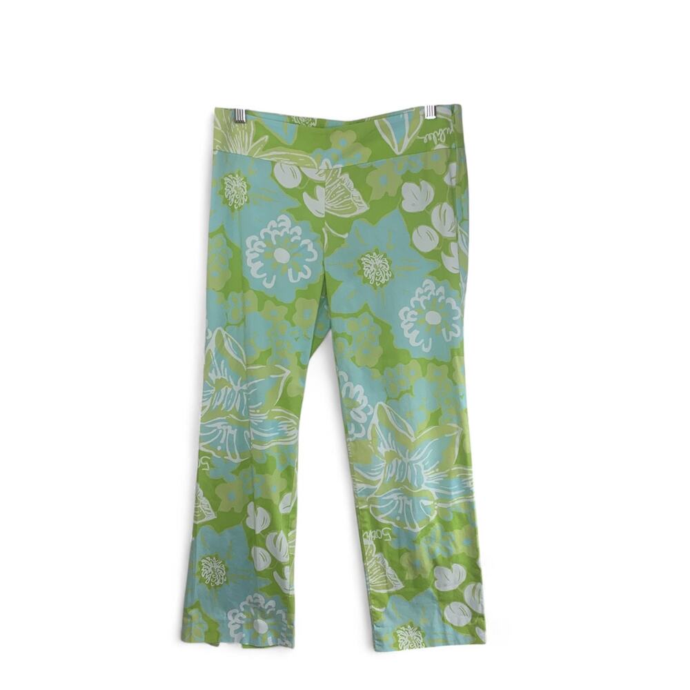 Lilly Pulitzer Crop Pant Size 2 50th Anniversary Jubilee Green Blue Floral Capri